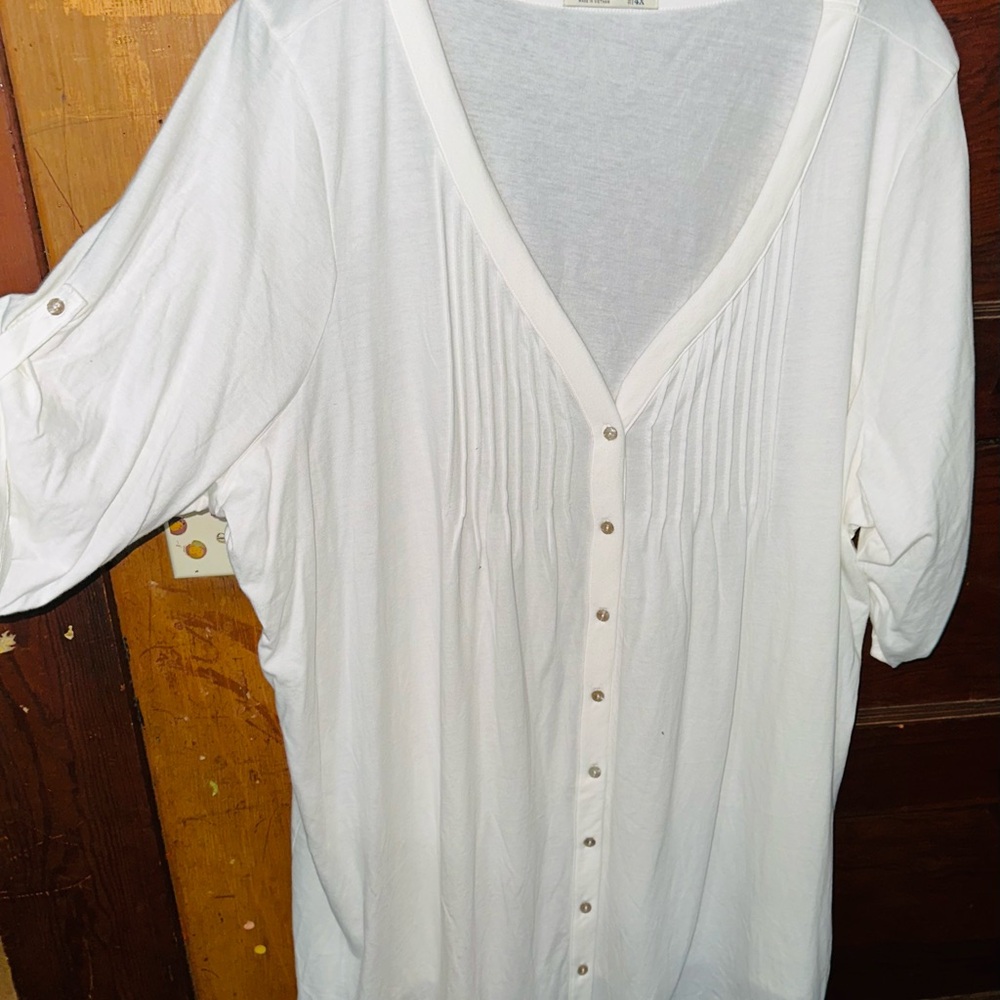 NWOT Old Navy White 3/4 Sleeve Button Down Blouse Size 4XL